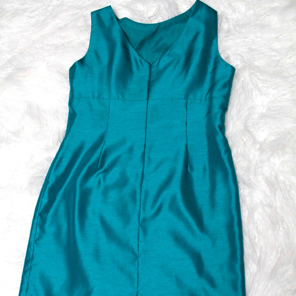 TAHARI, teal, sleeveless cocktail dress 14p (fits like 10/12) - Picture 3 of 6